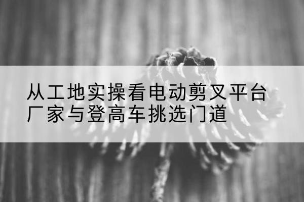 乐东电动剪叉升降平台厂家-从工地实操看电动剪叉平台厂家与登高车挑选门道
